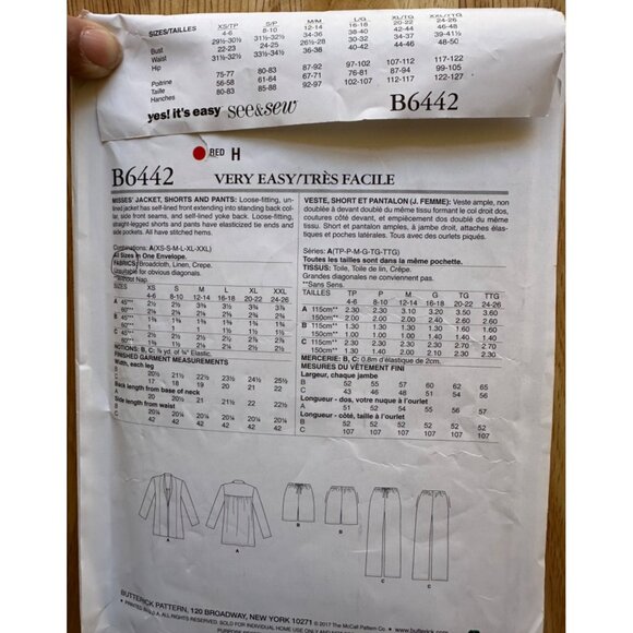 See and See Jacket Sizes XS - XXL, Shorts, Pants Women's Sewing Pattern - Picture 3 of 4